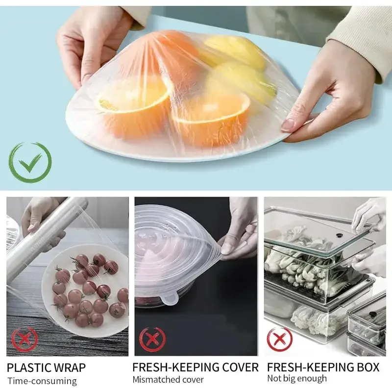 Large Disposable Food Cover Bags: Elastic Plastic Wrap for Fruits, Shower Caps for Kitchen Freshness Preservation Food Bag - Image 4