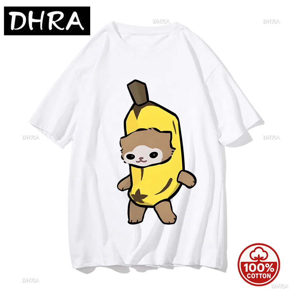 

Женская футболка с милым банановым котом Happy Expression Pack, уличная модная рубашка с короткими рукавами и круглым вырезом, летняя одежда с графикой Y2K