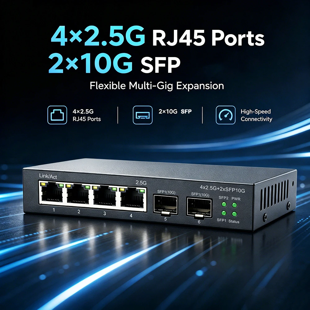network-switch-25gb-6-9-ports-25g-rj45-10g-sfp-ethernet-switch-plug-and-play-suitable-for-desktops-and-walls