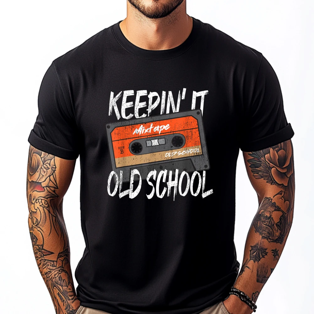 

Old School 80s 90s Mixtape Cassette Tape Funny Shirts T Shirt Men Gift Print Camisetas De Hombre Casual