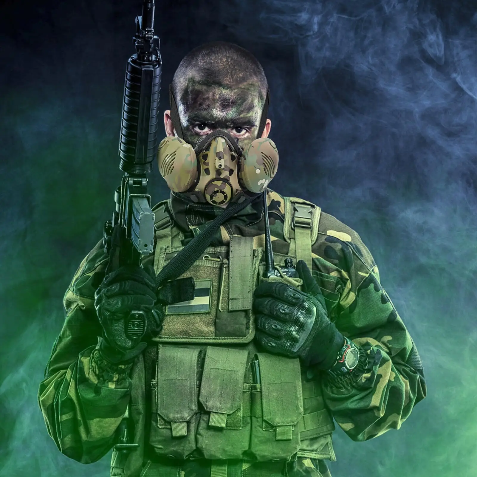 Máscara respiratoria táctica Máscara de protección facial Airsoft Máscara de media cara de paintball para caza, tiro, juego CS, fiesta de Halloween