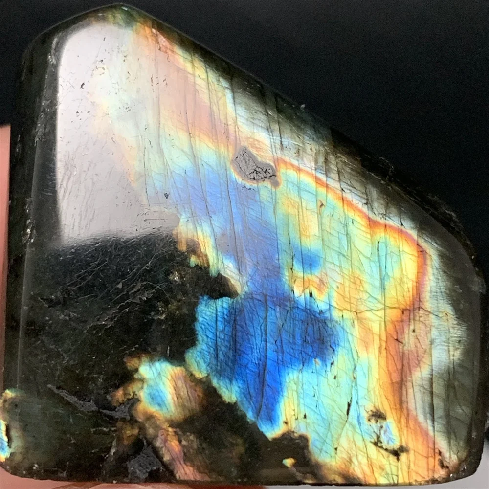 

Ocean Vibes Natural Dark Blue Light Labradorite Ornaments Orange Purple Rare Green Light Labrador Stones Specimens Healing Beads