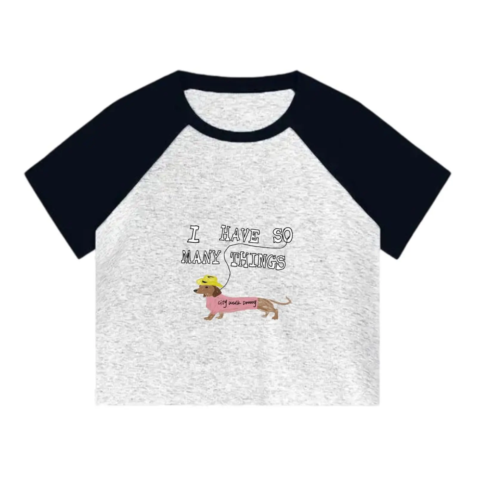 

Stylish T-Shirt Korean Summer Top Cotton And Spandex Blend Multi-Season Use Print Pattern Round Neck Style Casual Outings