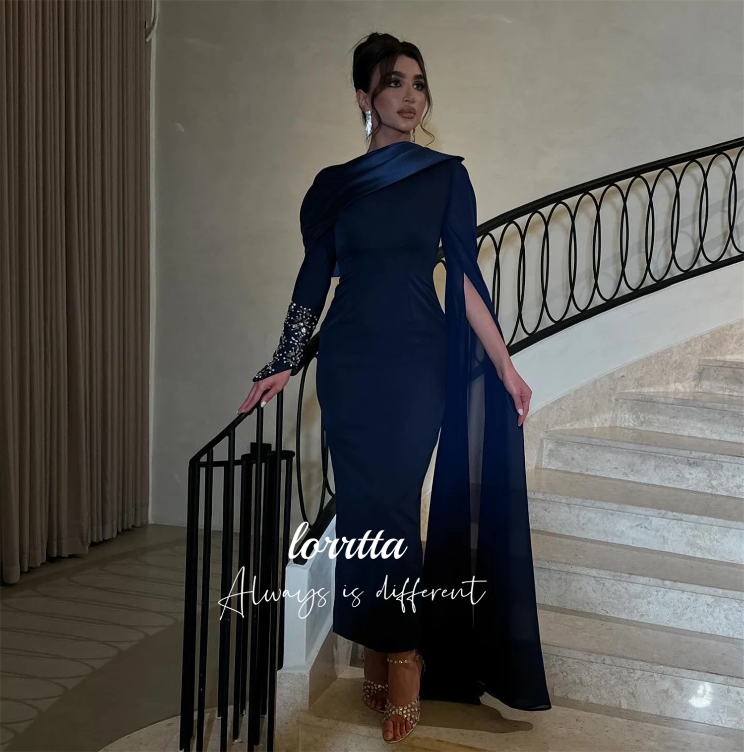 

Lorrtta Customized Luxurious Women's Evening Dresses Luxury Women 2025 Fishtail Cut Dark Blue Special Occasion Dresses Robe Prom