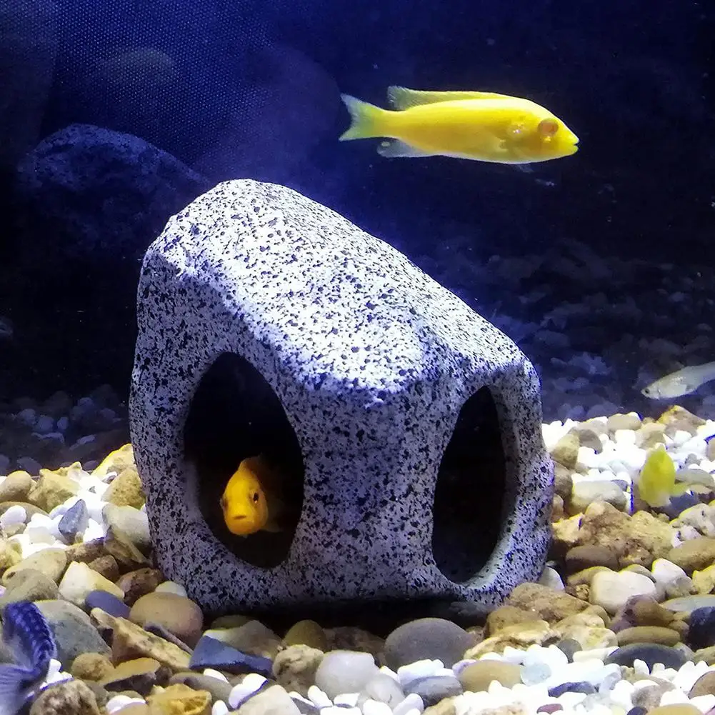 حوض السمك كهف الصخور خزان الأسماك بركة مخبأ لالروبيان Cichlid إخفاء تربية التفريخ المخبأ حوض السمك زينة اكسسوارات