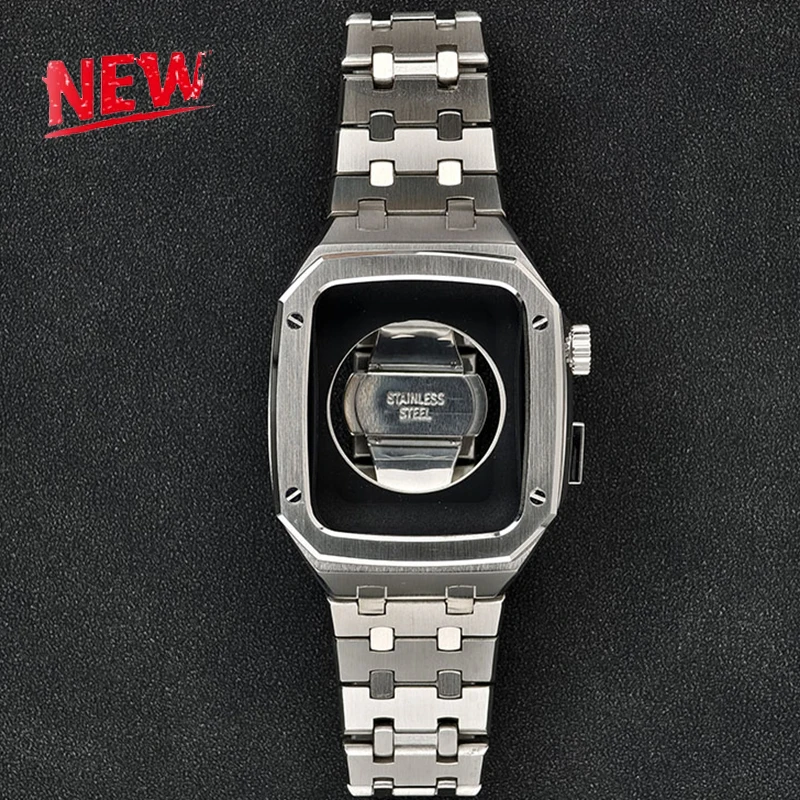 

Роскошный комплект для модификации из нержавеющей стали для Apple Watch 9, 8, 7 (45 мм, 41 мм), металлический ободок для iWatch Series 6, 5, 4, SE