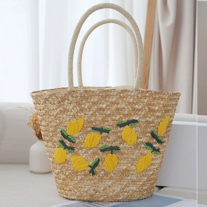 

New Summer Beach Bag Woven Grass Beach Vacation Women's Bag Casual Embroidery Handbag Shoulder Bag
