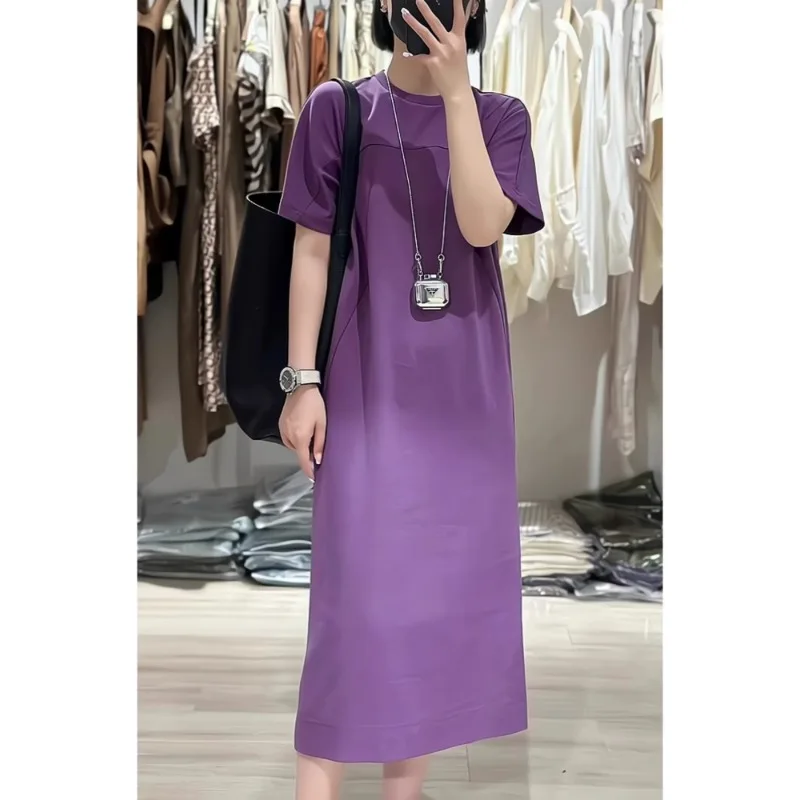 Fashionable versatile dress for women, purple oversized dress, super beautiful, slimming and slimming, minimalist T-shirt skirt,