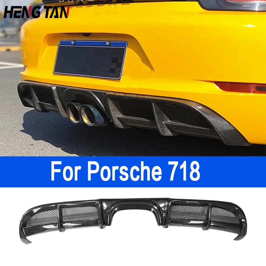 For Porsche 718 Boxster Cayman Carbon Fiber Rear Diffuser FRP Rear Bumper Splitter Lip Diffuser Cover Trim Body Kit