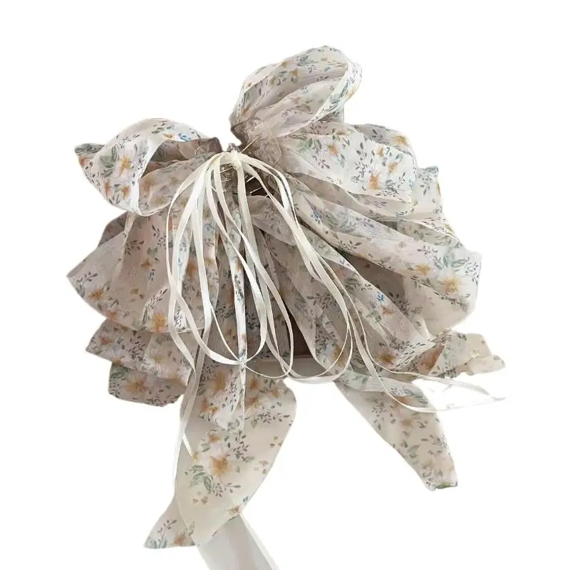 Blumen-Chiffon-Haarspange mit Schleife, sicherer Halt, lange Bänder für den Alltag, Partys, Hochzeiten, Mädchen-Haaraccessoires – Detail 7