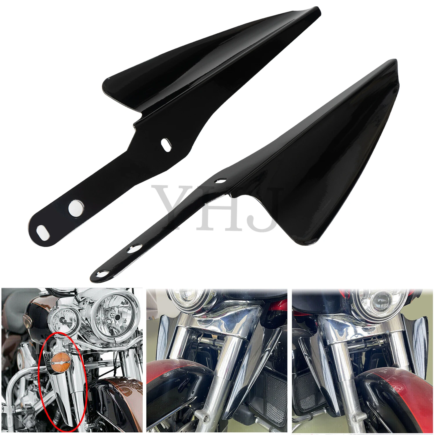 Front Fork Mount Wind Deflectors For Harley Motorcycle Touring Electra Street Glide Road King FLHT FLHXS FLHX 1995-2023 Black