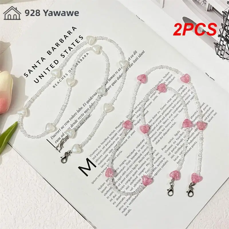 2PCS Face Mask Chain Beads Mask Rope Multifunction 65cm Love Beads Home Decor Eyewear Cord Holder Sunglasses Masking Chains