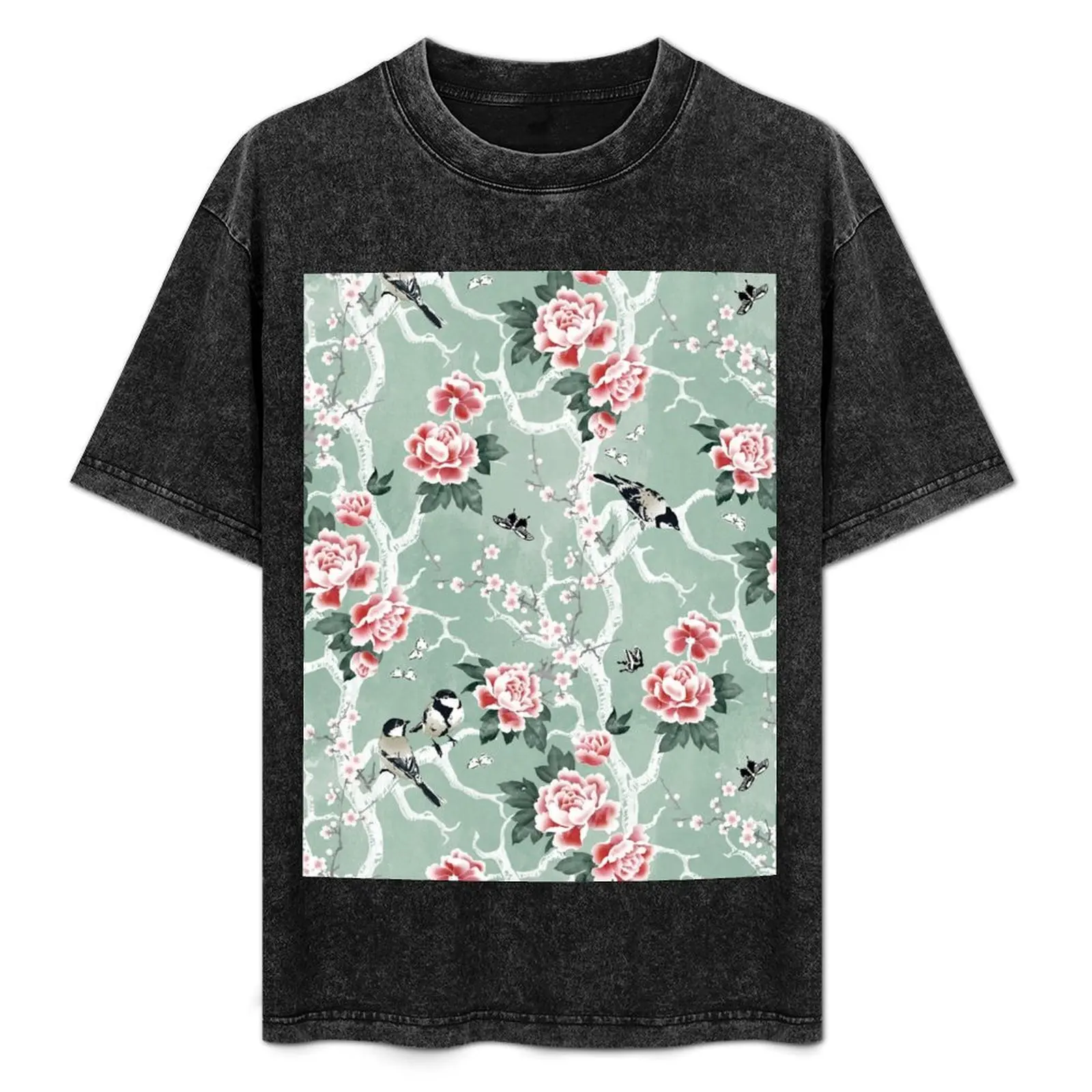 

Chinoiserie birds in green T-Shirt Lightweight Cooling Short Sleeve Tee