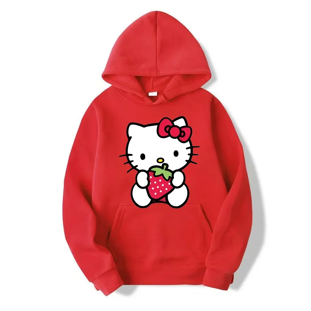 

Women's Zipper Hoodie Autumn and Winter New Cute Kawaii Sanrio Hello Kitty Pattern Sweatshirt 2024 Streetwear Women's Clothing