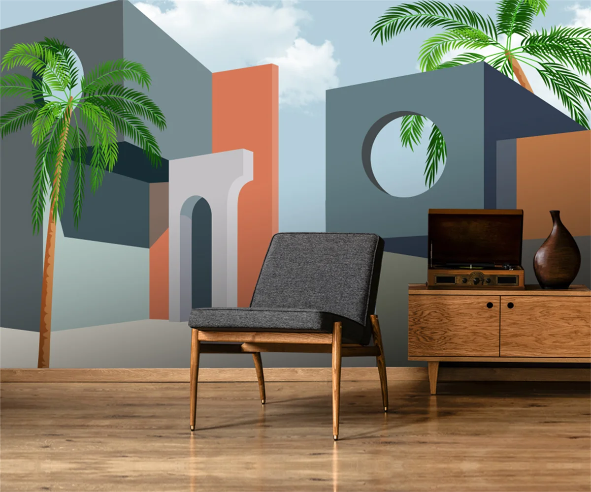beibehang Customized new modern papier peint minimalist hand-painted tropical plant banana leaf pastoral background wallpaper