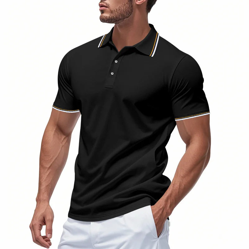 

Мужские рубашки поло с коротким рукавом, летние дышащие рубашки поло с отложным воротником и пуговицами, топы для спортзала, легкие сетчатые тонкие мужские рубашки