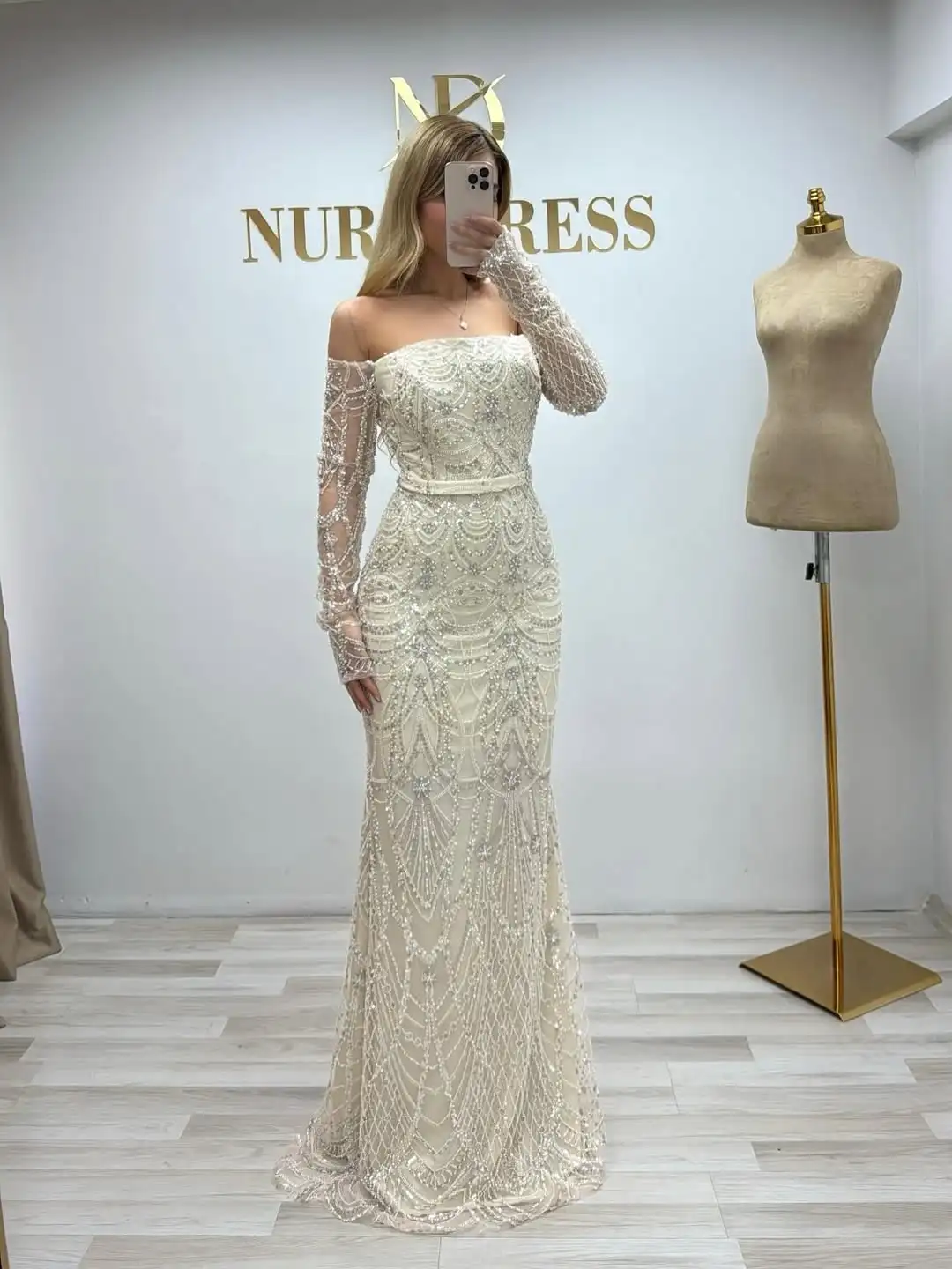 Neues Design, schulterfrei, mit Perlen verziert, Pailletten, Illusion, Schärpen, Meerjungfrau, Abendkleid, Abschlussball, formelles Partykleid