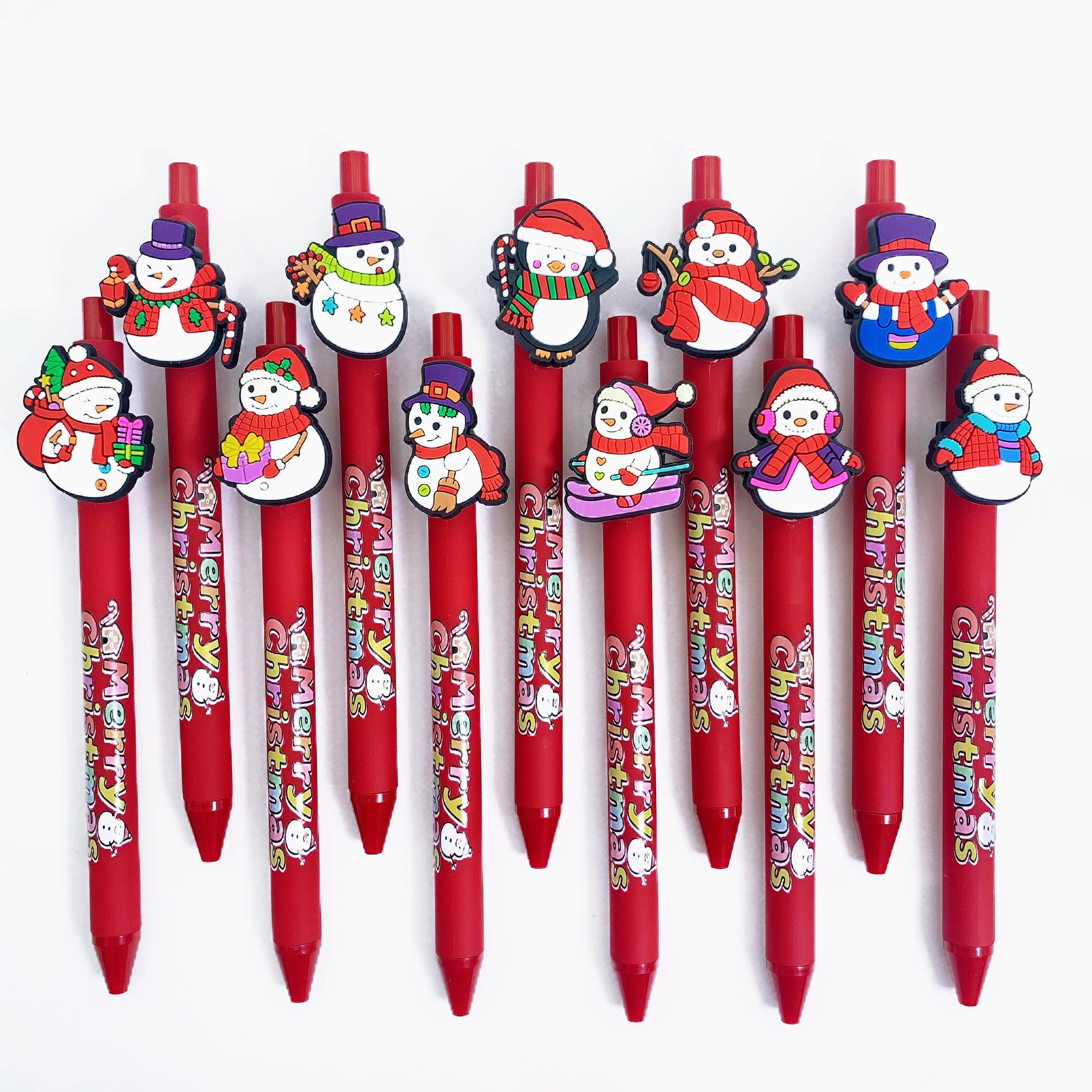 

11/15pcs Christmas themed ballpoint pen, Christmas snowman shaped ballpoint pen, office stationery, student writing pen