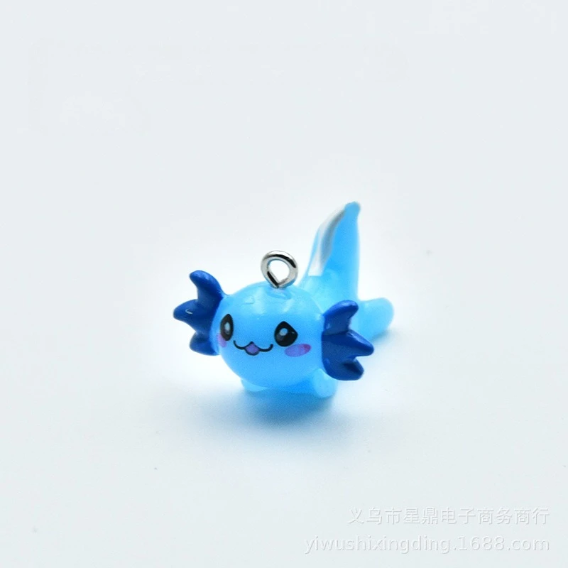 6pcs Luminous Axolotl Hexagon Dragon Resin Animal Charms Fish Pendant for Jewelry Making Supplies Diy Keychain Earrings Findings