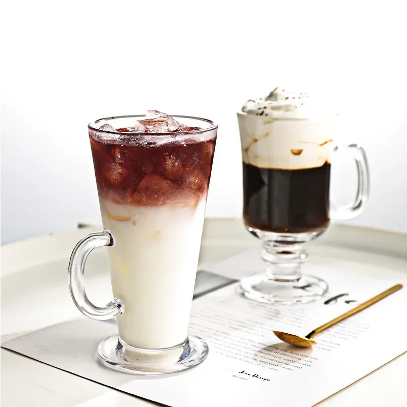 Coffee cup  250ml-285ml  Irish coffee latte glass Juice smoothie cup Milk tea cup Inclined with handle Single transparent glass