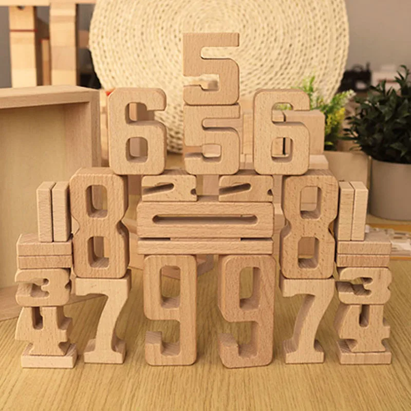 1-10 Wooden Building Stacking Digital Blocks  Montessori Educational Math Toy Wooden Number Big Digital Balance Stacked Kids