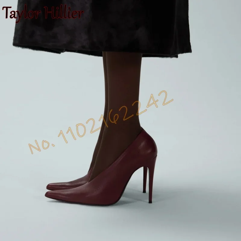 

Red Pu High Heels Pointed Toe Stiletto Shallow Mouth Wearable Pumps Comfortable Sexy Party Daily Leisure Pumps Women'S Shoes 46
