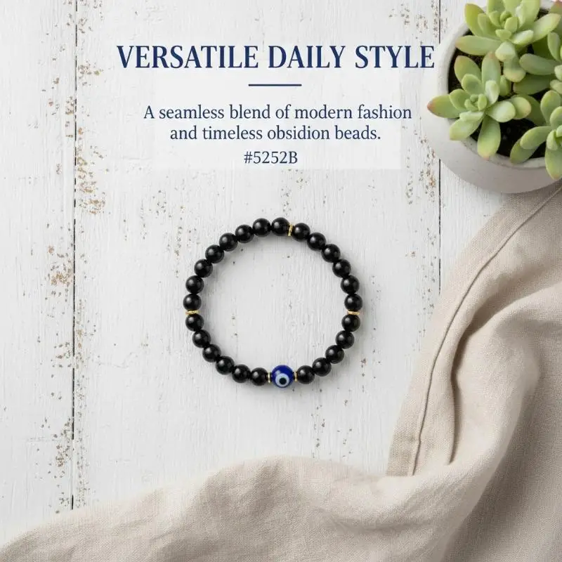 Schwarzes Turmalin-Schutzarmband, Heilendes Stressabbau-Armband für Frauen und Männer – Detail 2