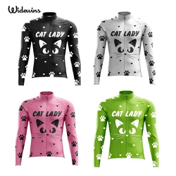 2023 Women MTB Jersey Long Sleeve Cat Lady White Mountain Bike Jersey Carton Cat Motocross Shirts Summer Motor Downhill Clothes