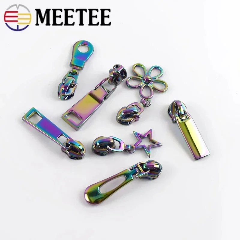 Meetee 1M Zipper+2Pcs Slider 5# Color Zippers Sliders Roll Coil Nylon Zips Head for Luggage Garment Zip Sewing Closure Accessory