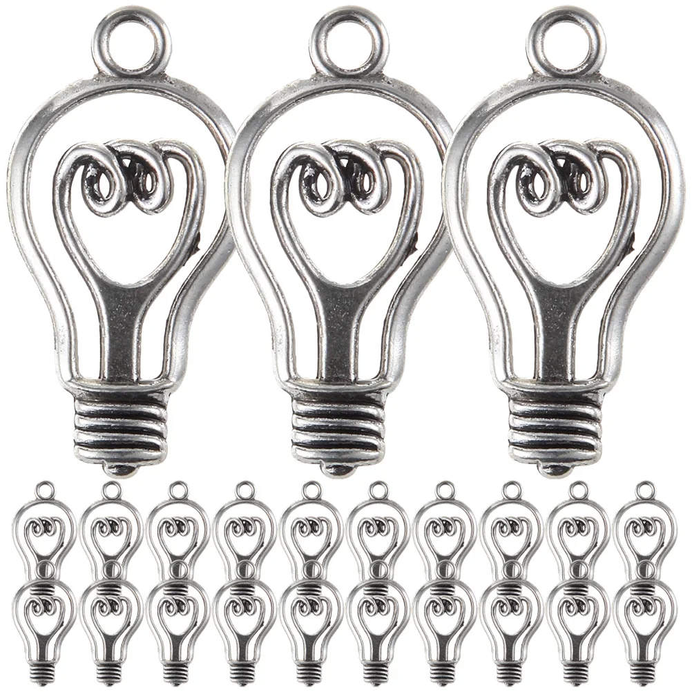 

100 Pcs Light Bulb Pendant Lightbulb Charm for Necklace Charms Necklaces Making Bulk Jewelry Alloy Small