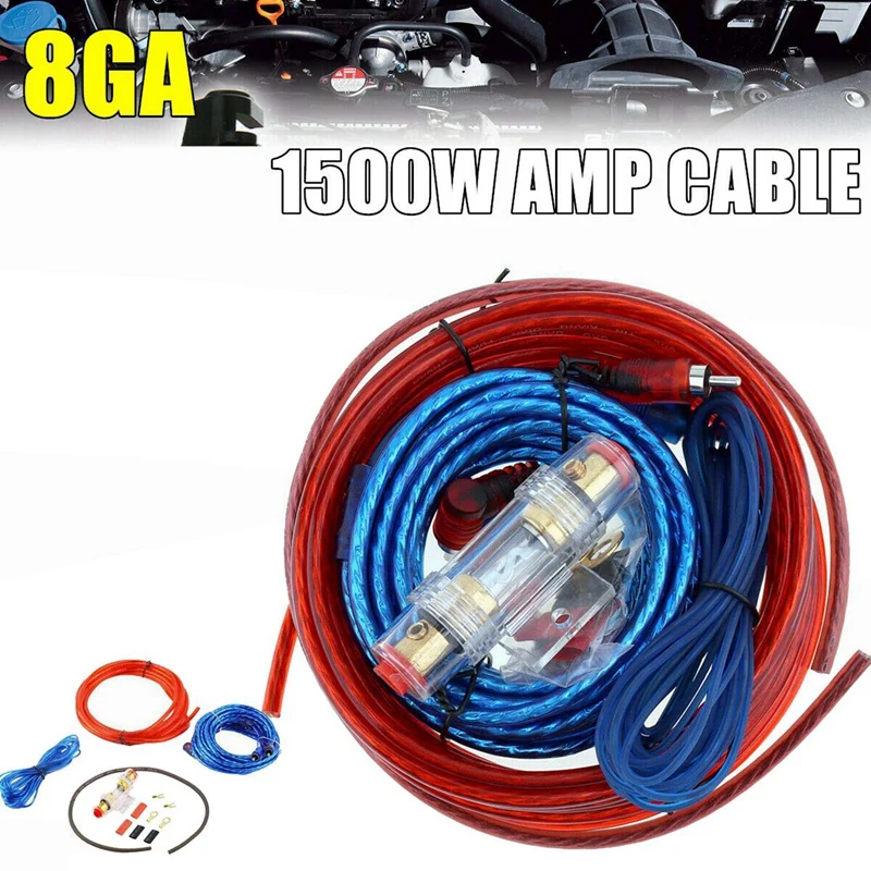 2X 1500W Car Amplifier Installation Wiring Harness Kit 8GA Audio Amplifier Subwoofer Power Cable