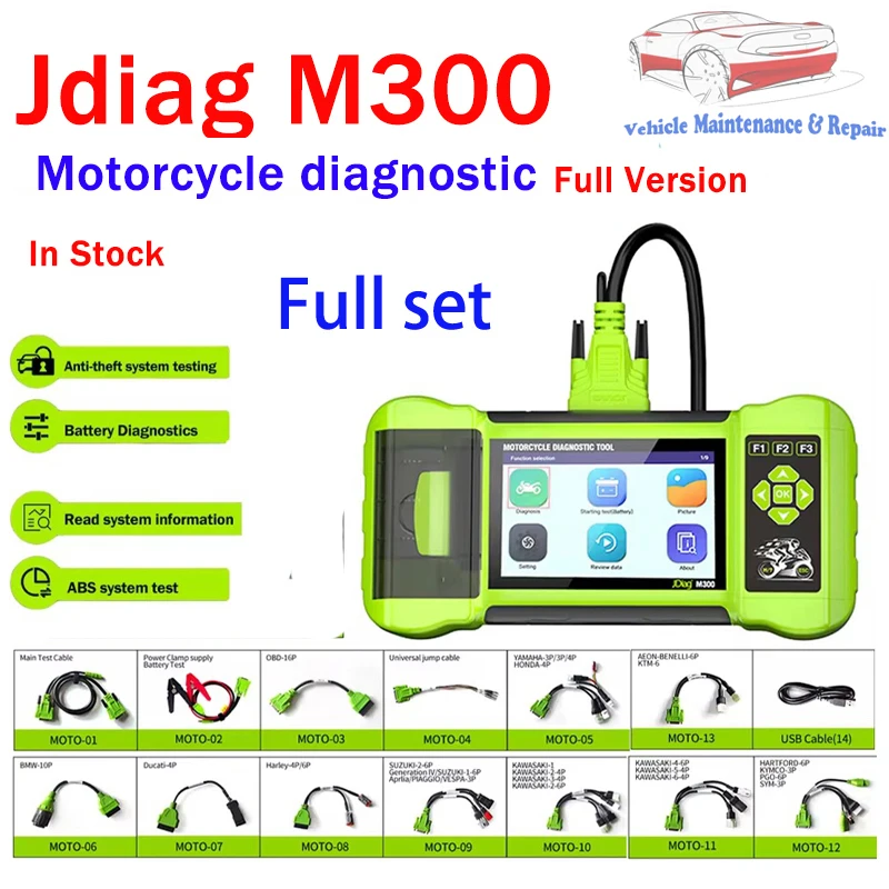 JDiag M300 Full Motorcycle Diagnostic Scanner Helps the Technician to Diagnose Problems and Make Repairs Faster M100PRO M200 Pro