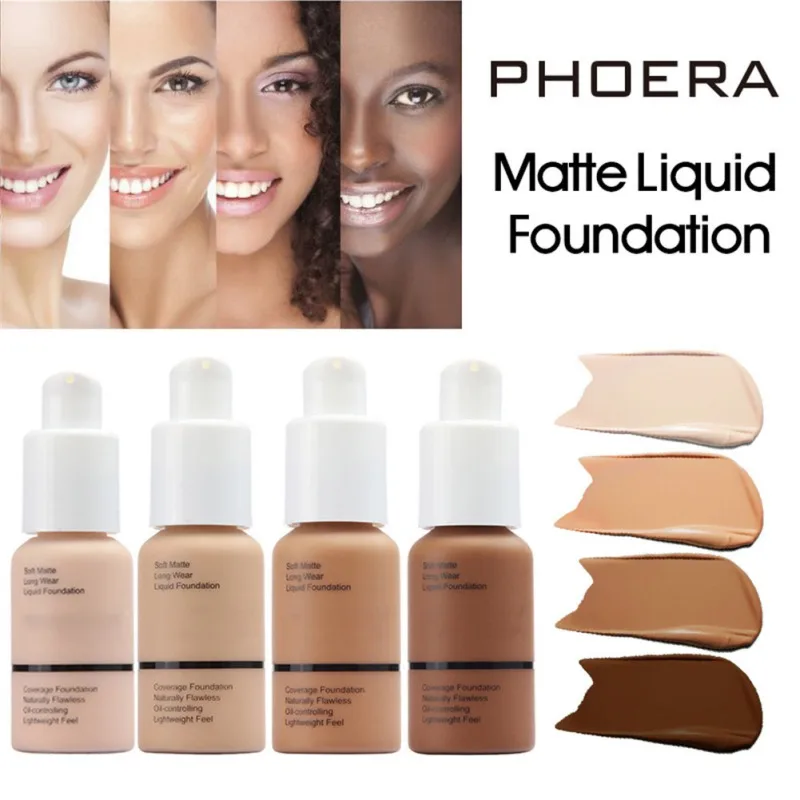 10 Color Face Liquid Foundation Natural Matte Oil Control Concealer Maquiagem Brighten Skin Tone Smooth Professional 8 Colors