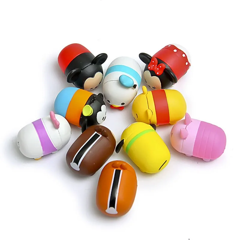 10Pcs Kawaii Disney Cute Mickey Minnie Mouse Donald Duck Stitch Dumbo Tsum Pile Up Toy Story Stackable Dolls Toys Gifts for Kids