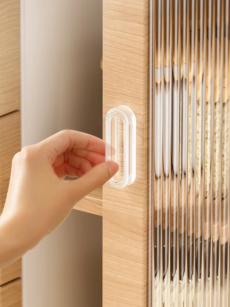 

Invisible cabinet door handle No punching and pasting Self-adhesive sliding Cabinet drawer wardrobe glass window