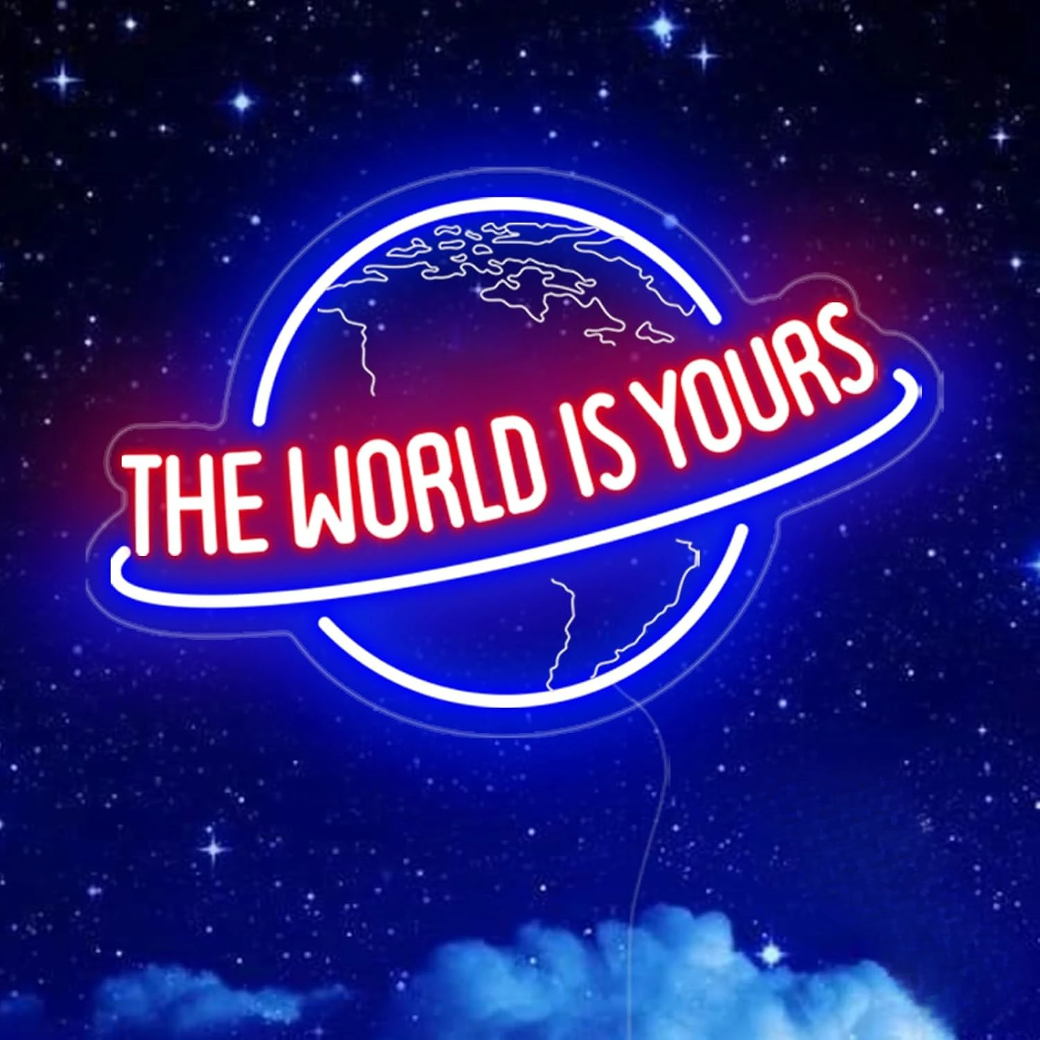 The World Is Yours Neon Light Sign for Man Cave Home Bar Club Cafe Wedding Game Room Bedroom Birthday Gift Graduation Party