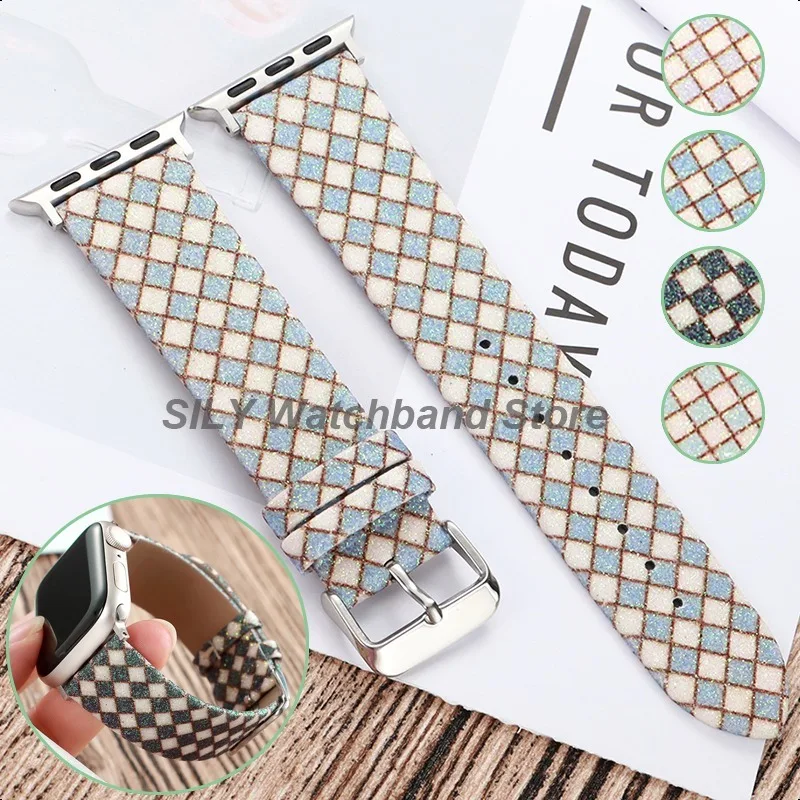 لساعة أبل 44/40/49/42/45 مللي متر ساطع سيليكون + حزام ساعة جلد لساعة IWatch Serie 10 9 8 7 6 5 4 3 SE Ultra 2 سوار