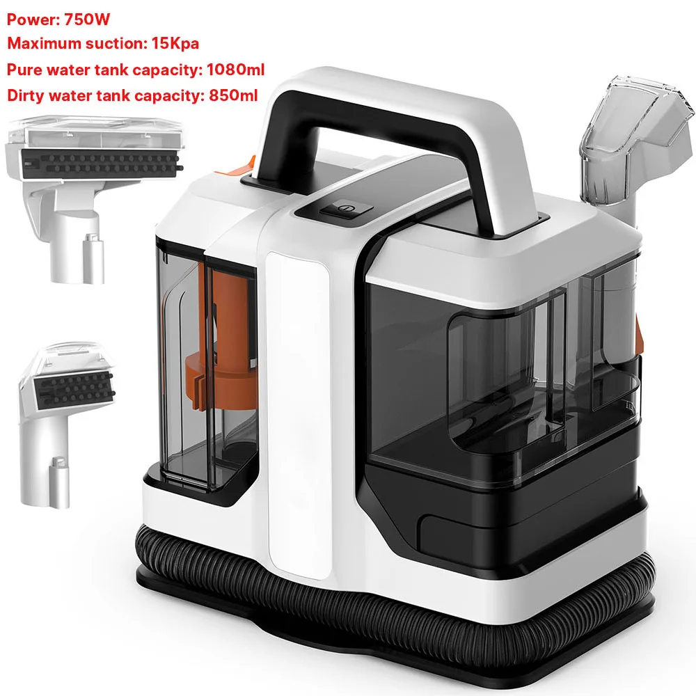 Tragbare Teppichreiniger-Maschine, 750 W, 15 kPa, multifunktionaler Handmilbenentferner, Sofa-Teppich-Nassreiniger für Sofa, Autositz