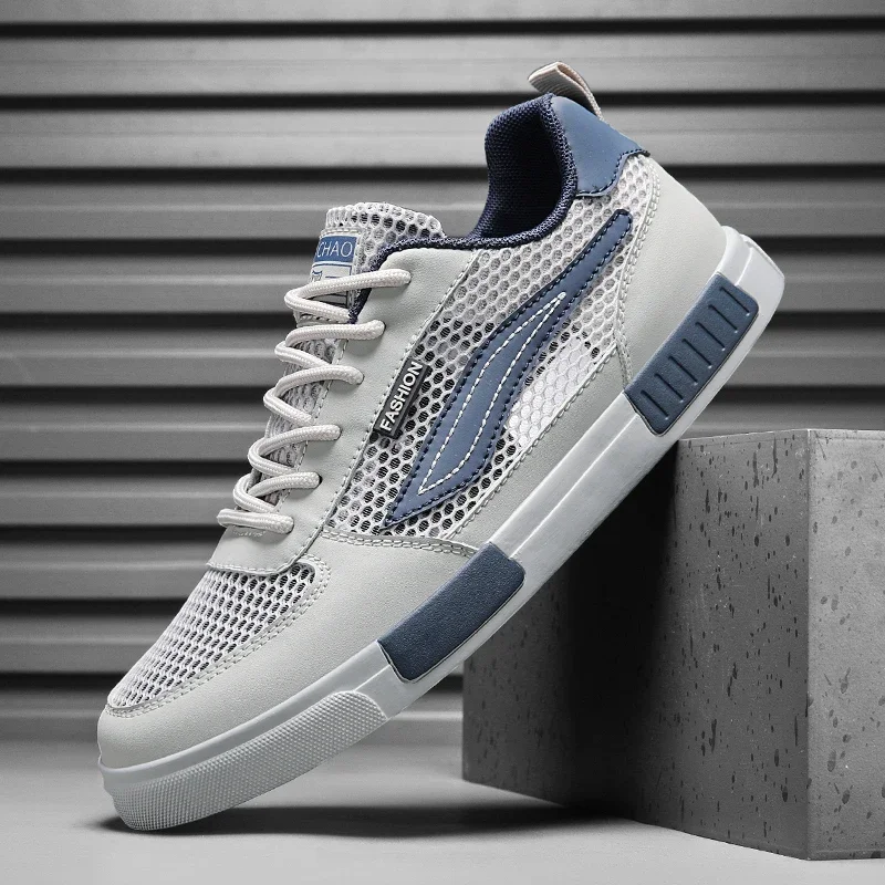 

Мужские кроссовки для скейтбординга больших размеров (47), удобные, низкие, дышащие, сетчатые, спортивные, на шнуровке, для улицы