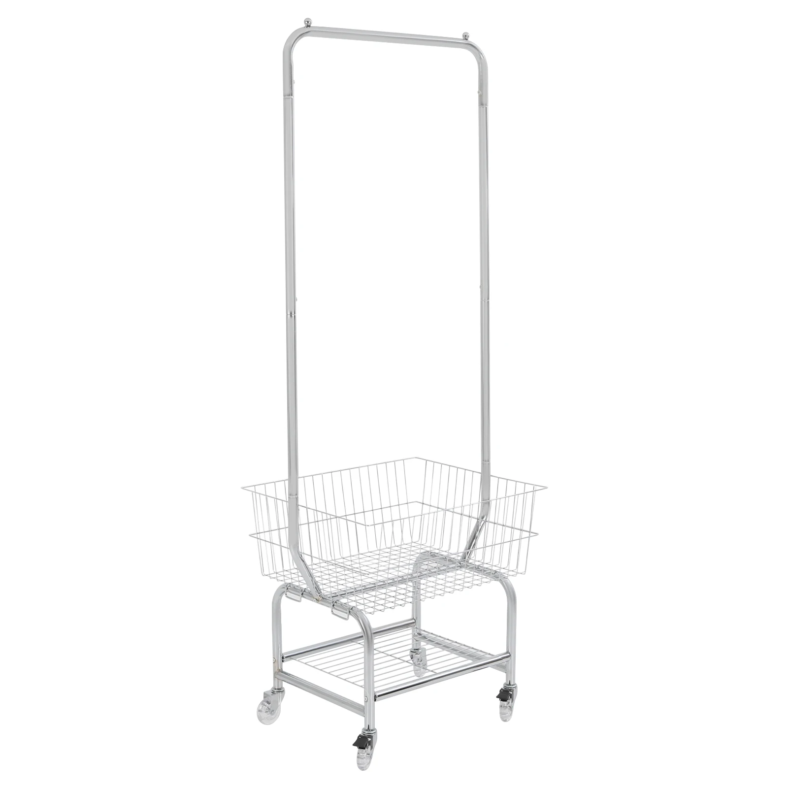 Large Capacity Clothes Cart, Rolling Laundry Cart, Laundry Cart with Hanging Rod