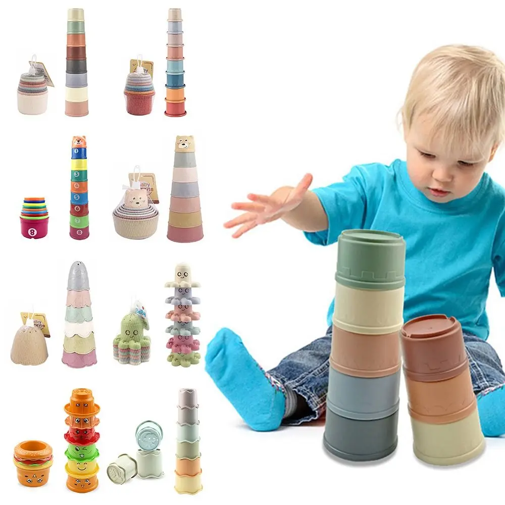 High Quality Hot  Stacking Tower Building Blocks Stacking Cups Educational  Fun Rainbow Cups