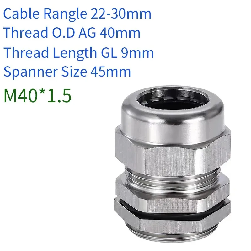 M40*1.5 Calble Range 22-30mm SS 304 Stainless steel waterproof joint Double Ferrule Cmpression Connector