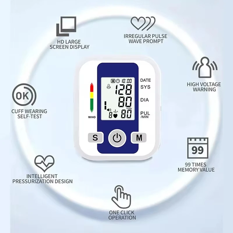 Arm Blood Pressure Monitor Pressure Sensor Monitor BP Equipment Automatic Tonometer Digital Tensiometer LED Display Arm Cuff