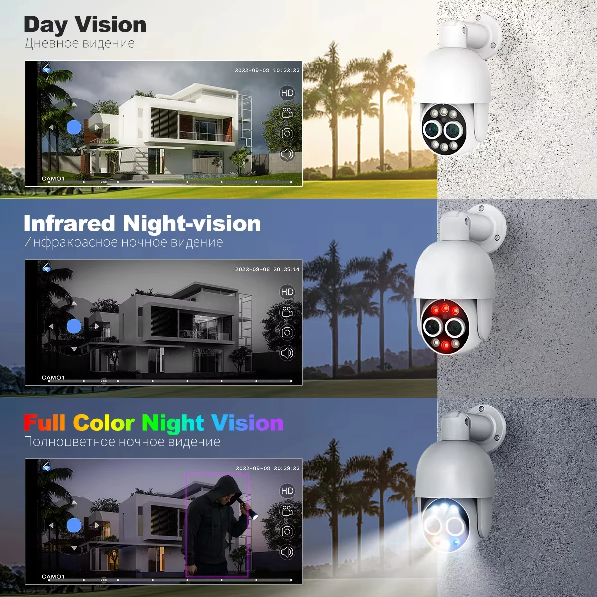 Techage 8MP Kamera Dual Lens PTZ POE IP Kamera 8X Hybrid Zoom Auto Tracking Bunte Nachtsicht für Sicherheit Überwachung Set