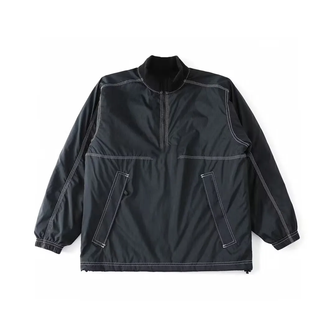 

adient Embroidered Letter Logo Stand Collar Jaet Zipper Closure Men's Autumn Jaet Stand Fit Long Sve Pure Color