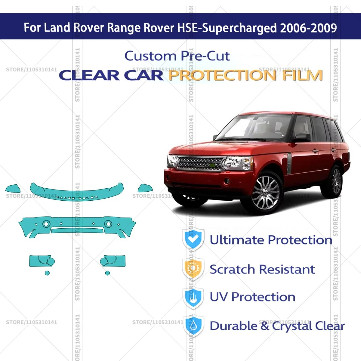 

Предварительно нарезанная прозрачная защитная пленка PPF для автомобилей, автомобильная пленка PPF для Land Rover Range Rover HSE-Supercharged 2006-2009