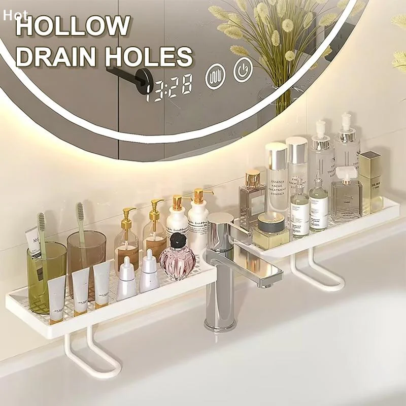 Over Sink Faucet Storage Shelf Large Capacity Hollow Drain Design For Bathroom Kitchen OrganizingFurnishing world