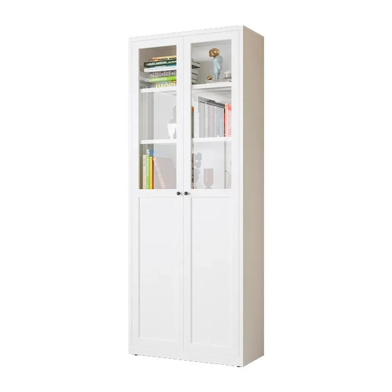 

Living room locker glass door display cabinet dust-proof household steel floor-to-ceiling bookcase with door storage cabinet chi