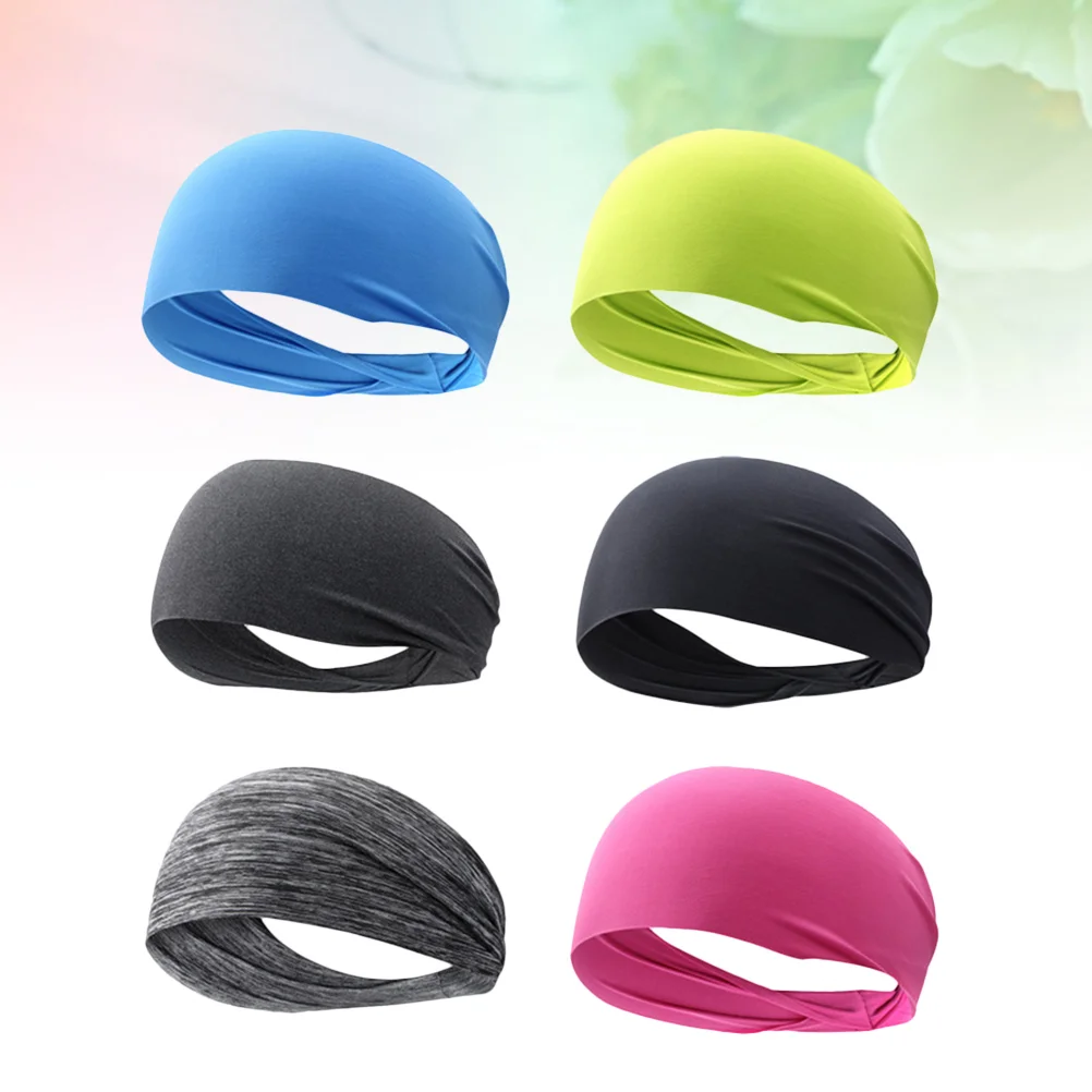 

6pcs Unisex Sports Headband Elastic Hair Bands Head Wrap for Yoga Running Fitness Workout Gym Exercise