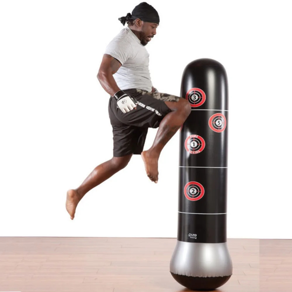 1pc Thickened Inflatable Tumbler Fitness Equipment Vertical Boxing Post Inflatable Boxing Punching Bag Sandbag Exercise.